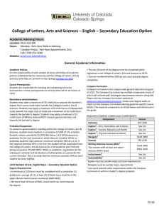 College of Letters, Arts and Sciences – English – Secondary... Academic Advising Hours: General Academic Information