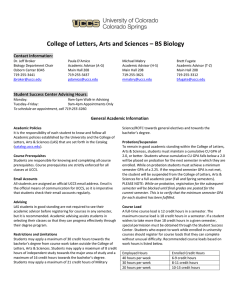 College of Letters, Arts and Sciences – BS Biology Contact Information: