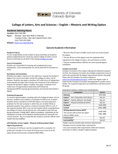 College of Letters, Arts and Sciences – English – Rhetoric... Academic Advising Hours: General Academic Information