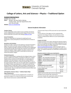 College of Letters, Arts and Sciences – Physics – Traditional... Academic Advising Hours: General Academic Information