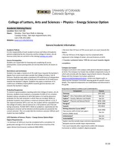 College of Letters, Arts and Sciences – Physics – Energy... Academic Advising Hours: General Academic Information