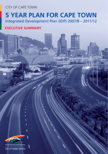 5 YEAR PLAN FOR CAPE TOWN CITY OF CAPE TOWN EXECUTIVE SUMMARY