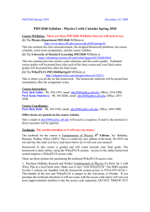 PHY2048 Syllabus - Physics I with Calculus Spring 2010