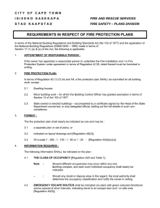 REQUIREMENTS IN RESPECT OF FIRE PROTECTION PLANS