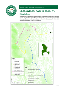 BLAAUWBERG NATURE RESERVE Hiking trail map CITY OF CAPE TOWN NATURE RESERVES