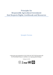 Principles for Responsible Agricultural Investment that Respects Rights, Livelihoods and Resources