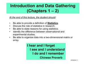 Introduction and Data Gathering – 2) (Chapters 1