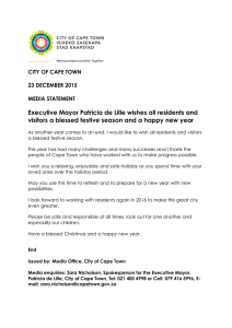 Executive Mayor Patricia de Lille wishes all residents and