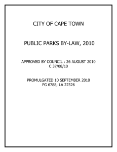 CITY OF CAPE TOWN PUBLIC PARKS BY-LAW, 2010