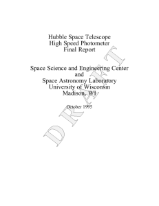 Hubble Space Telescope High Speed Photometer Final Report Space Science and Engineering Center