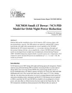 NICMOS Small Model for Orbit Night Power Reduction