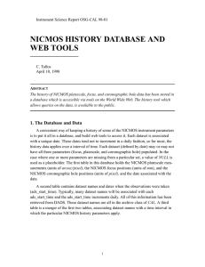 NICMOS HISTORY DATABASE AND WEB TOOLS