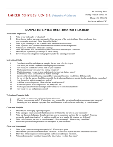 SAMPLE INTERVIEW QUESTIONS FOR TEACHERS