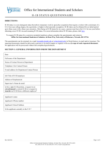 Office for International Students and Scholars H-1B STATUS QUESTIONNAIRE