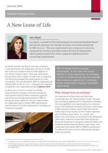 A New Lease of Life Investor Perspectives January 2016 Sue Lloyd