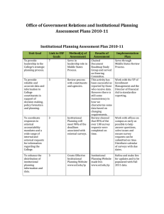 Office of Government Relations and Institutional Planning Assessment Plans 2010-11