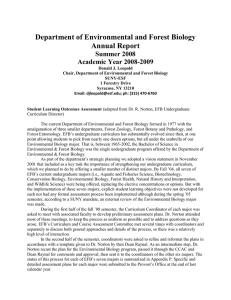 Department of Environmental and Forest Biology Annual Report Summer 2008 Academic Year 2008-2009