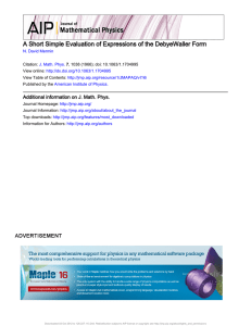 A Short Simple Evaluation of Expressions of the DebyeWaller Form