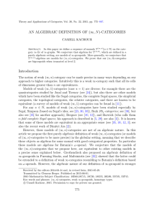 AN ALGEBRAIC DEFINITION OF (∞, N )-CATEGORIES CAMELL KACHOUR