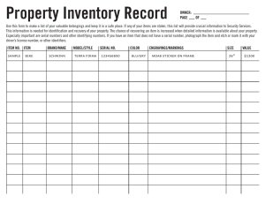 Property Inventory Record