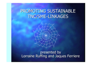 PROMOTING SUSTAINABLE TNC/SME - LINKAGES