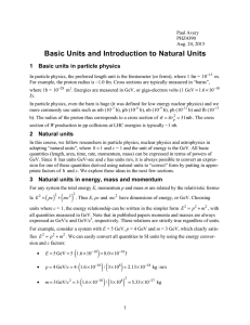 Basic Units and Introduction to Natural Units