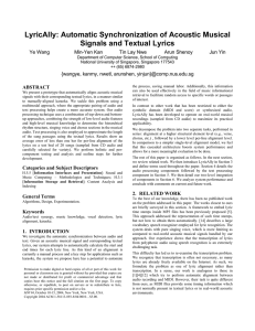 LyricAlly: Automatic Synchronization of Acoustic Musical Signals and Textual Lyrics Ye Wang