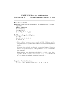 MATH 302 Discrete Mathematics Assignment 1. Due on Wednesday, February 3, 2016