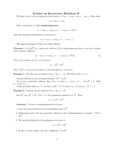 Lecture on Recurrence Relations II