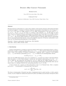Bivariate Affine Gonˇ carov Polynomials Rudolph Lorentz Catherine H. Yan