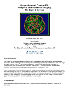 Symposium and Training XIII: Prospects of Biochemical Imaging: The Brain &amp; Beyond