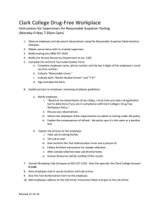 Clark College Drug-Free Workplace Instructions for Supervisors for Reasonable Suspicion Testing
