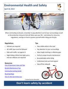 Bicycling Safety Environmental Health and Safety April 10, 2015