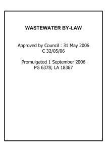 WASTEWATER BY-LAW Approved by Council : 31 May 2006 C 32/05/06