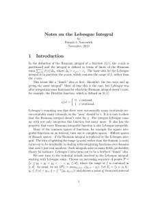 Notes on the Lebesgue Integral 1 Introduction