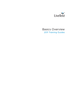 Basics Overview 2011 Training Guides