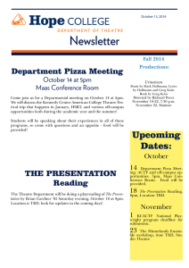 Newsletter Department Pizza Meeting October 14 at 5pm Maas Conference Room