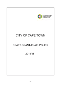 CITY OF CAPE TOWN  DRAFT GRANT-IN-AID POLICY 2015/16