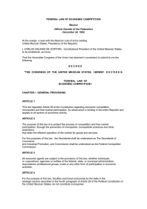 FEDERAL LAW OF ECONOMIC COMPETITION Mexico Official Gazette of the Federation