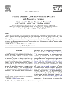 Customer Experience Creation: Determinants, Dynamics and Management Strategies