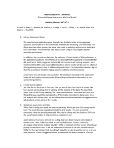 Library Assessment Committee Meeting Minutes 04/10/13 (Formerly Library Assessment Working Group)