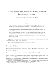 A New Approach for Numerically Solving Nonlinear Eigensolution Problems ∗ and Jianxin Zhou
