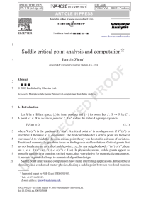 Saddle critical point analysis and computation NA4628 ARTICLE IN PRESS 夡