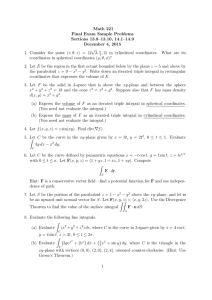 Math 221 Final Exam Sample Problems Sections 13.8–13.10, 14.1–14.9 December 4, 2015
