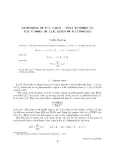 EXTENSIONS OF THE BLOCH – P ´ OLYA THEOREM ON Tam´
