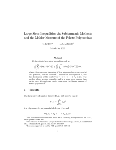 Large Sieve Inequalities via Subharmonic Methods T. Erdélyi D.S. Lubinsky