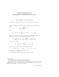 A SHARP BERNSTEIN-TYPE INEQUALITY FOR EXPONENTIAL SUMS Peter Borwein and Tam´ as Erd´