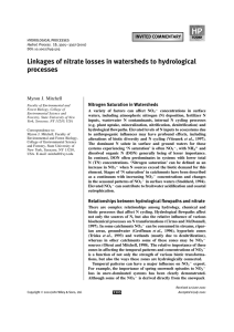 Linkages of nitrate losses in watersheds to hydrological processes INVITED COMMENTARY