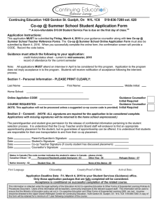 Co-op @ Summer School Student Application Form  **