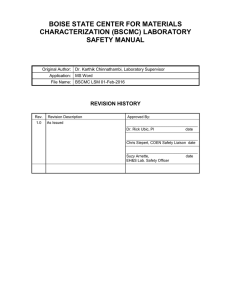 BOISE STATE CENTER FOR MATERIALS CHARACTERIZATION (BSCMC) LABORATORY SAFETY MANUAL